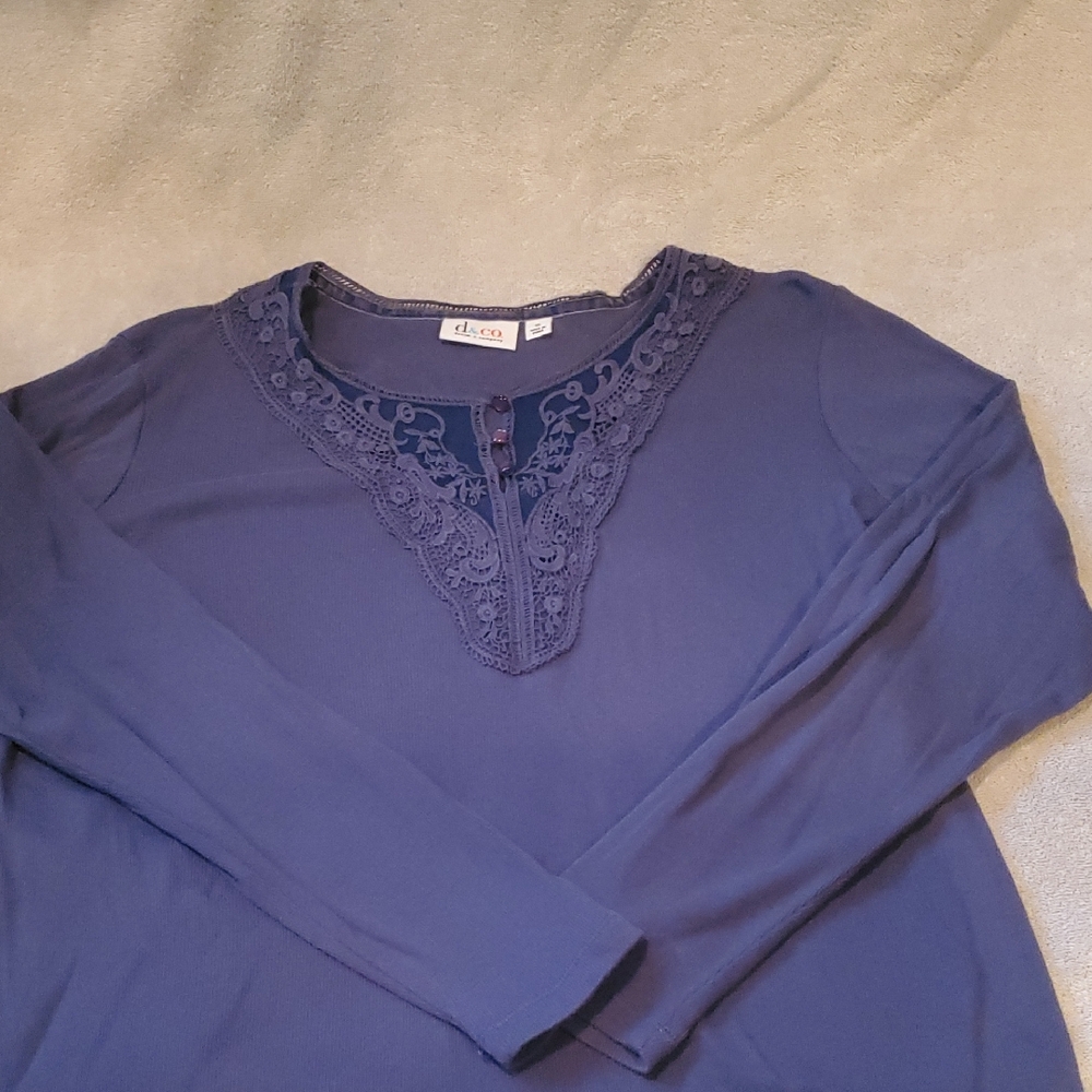 Blue Lace Trim Women's Top
